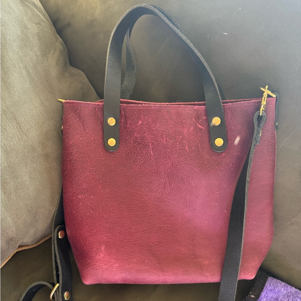 Kerry Noel Burgundy Oxblood Leather Crossbody Purse Handbag